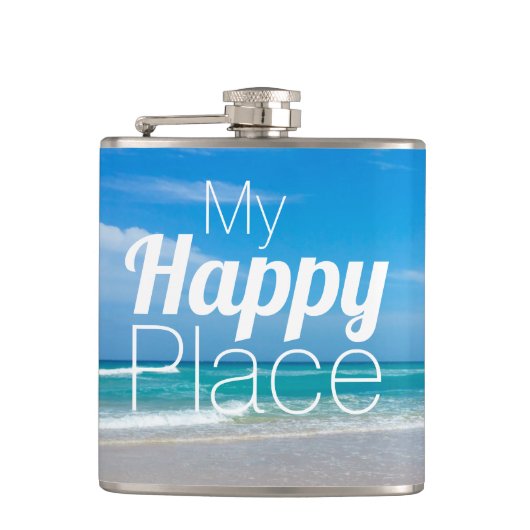 Mijn Happy Place Vinyl Wrapped Flask Heupfles (Voorkant)