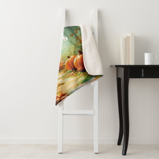 Mijn Happy Pumpkin Patch Large Sherpa Deken (In situ)