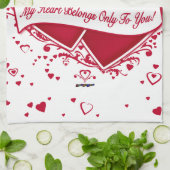 Mijn hart behoort alleen tot jou! Rode harten Theedoek (Gevouwen)