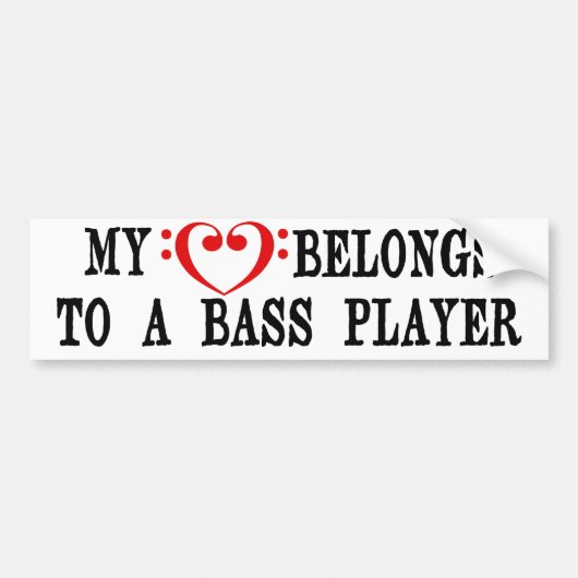 Mijn hart behoort toe aan een basgitarist bumpersticker (Voorkant)