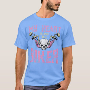 Mijn hart behoort toe aan een motorrijder motorfie t-shirt