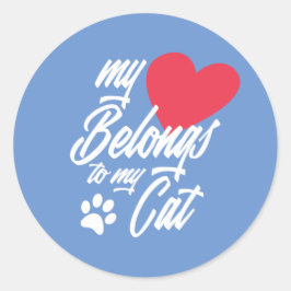 Mijn hart behoort toe aan mijn kat Valentijn | STI Ronde Sticker