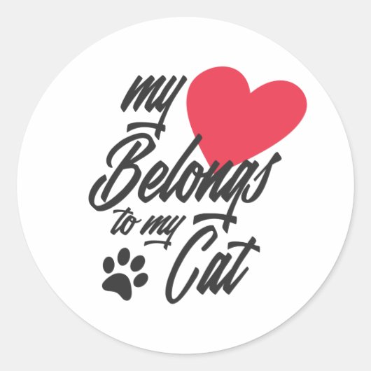 Mijn hart behoort toe aan mijn kat Valentijn | STI Ronde Sticker (Voorkant)
