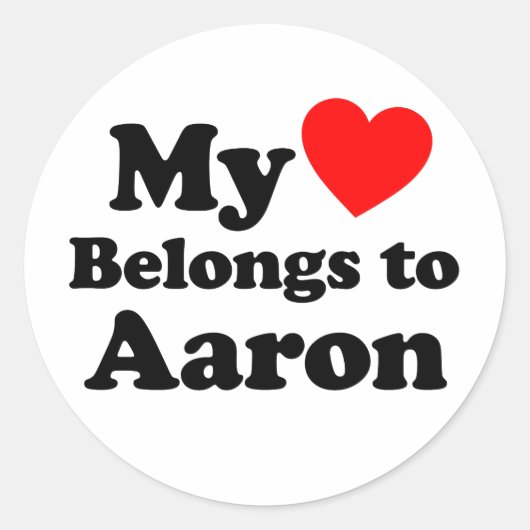 Mijn hart behoort tot Aaron Ronde Sticker (Voorkant)