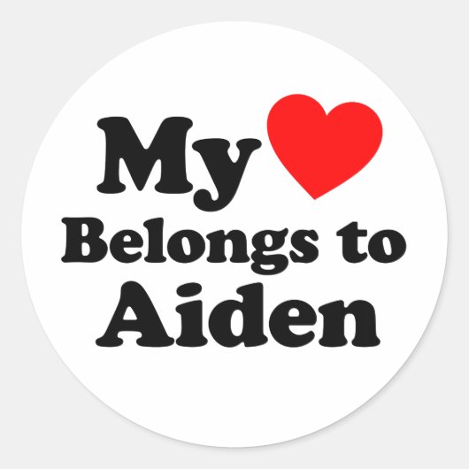 Mijn Hart behoort tot Aiden Ronde Sticker (Voorkant)