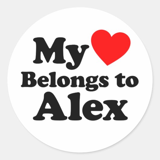 Mijn hart behoort tot Alex Ronde Sticker (Voorkant)