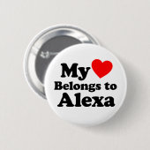 Mijn hart behoort tot Alexa Ronde Button 5,7 Cm (Voorkant /achterkant)