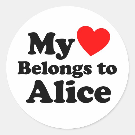 Mijn hart behoort tot Alice Ronde Sticker (Voorkant)
