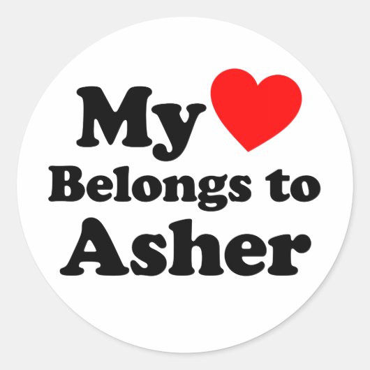 Mijn hart behoort tot Asher Ronde Sticker (Voorkant)