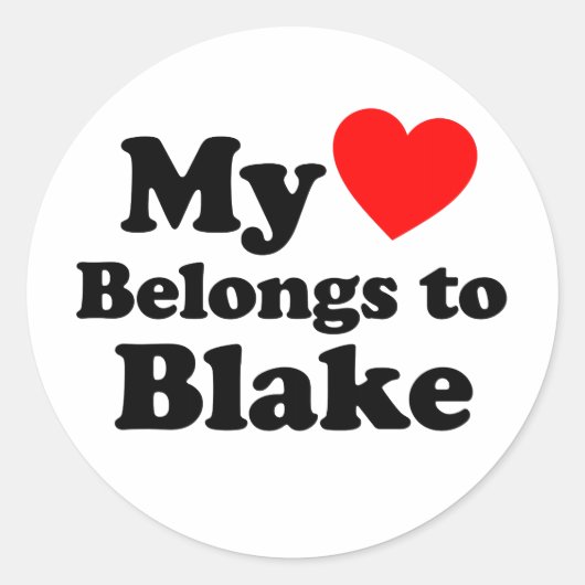 Mijn hart behoort tot Blake Ronde Sticker (Voorkant)