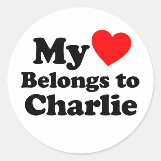 Mijn hart behoort tot Charlie Ronde Sticker (Voorkant)