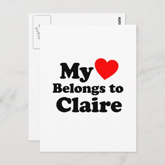 Mijn hart behoort tot Claire Briefkaart (Voorkant / Achterkant)