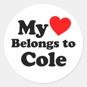 Mijn hart behoort tot Cole Ronde Sticker