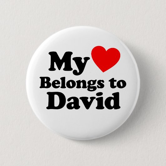 Mijn hart behoort tot David Ronde Button 5,7 Cm (Voorkant)