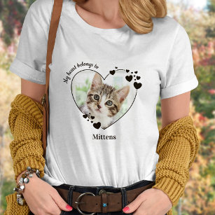 Mijn hart behoort tot de persoonlijke kattenfoto t-shirt