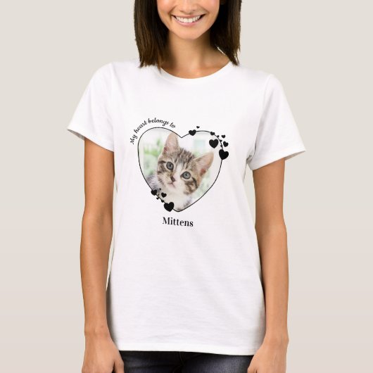 Mijn hart behoort tot de persoonlijke kattenfoto t-shirt (Voorkant)