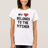 Mijn hart behoort tot de Pitcher: Heart Baseball T-shirt (Voorkant)