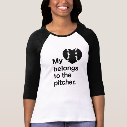Mijn hart behoort tot de pitcher. t-shirt (Voorkant)