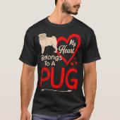 Mijn hart behoort tot de Valentijn van Pug T-shirt (Voorkant)