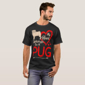 Mijn hart behoort tot de Valentijn van Pug T-shirt (Voorkant volledig)
