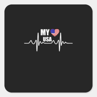 Mijn hart behoort tot de Verenigde Staten op 4 jul Vierkante Sticker