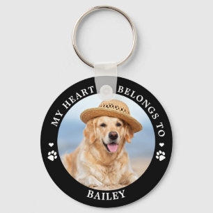 Mijn hart behoort tot Dog Custom Pet Photo Sleutelhanger