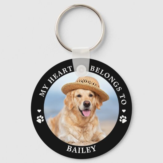 Mijn hart behoort tot Dog Custom Pet Photo Sleutelhanger (Voorkant)
