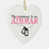 Mijn hart behoort tot een Airman Keramisch Ornament (Rechts)
