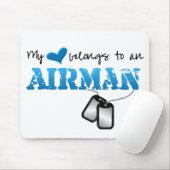 Mijn hart behoort tot een Airman Muismat (Met muis)