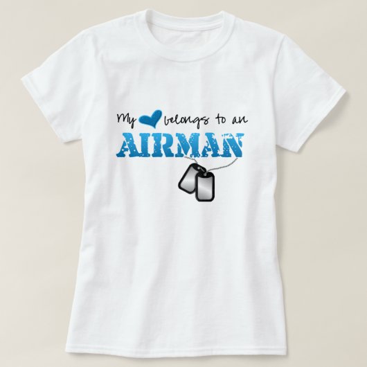 Mijn hart behoort tot een Airman T-shirt (Design voorkant)