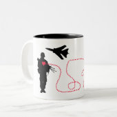 Mijn hart behoort tot een Airman Tweekleurige Koffiemok (Voorkant links)