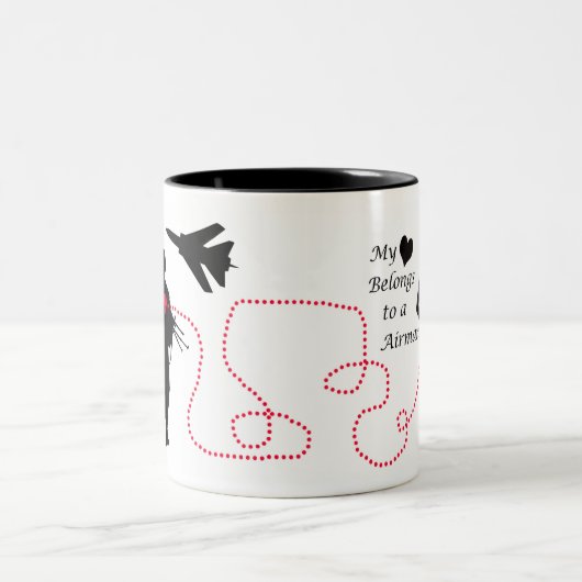 Mijn hart behoort tot een Airman Tweekleurige Koffiemok (Center)