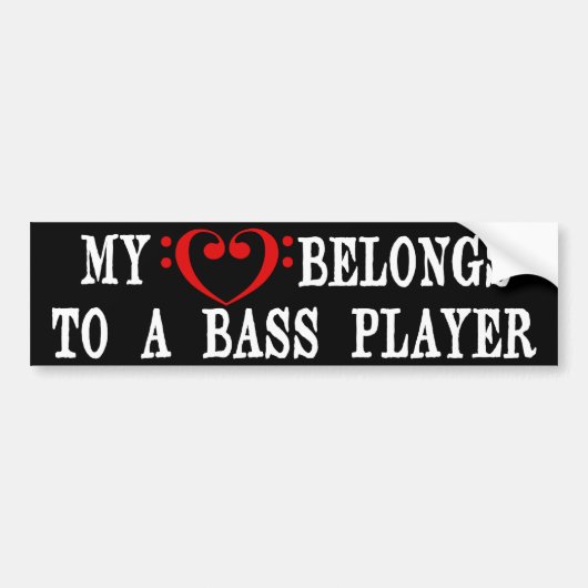 Mijn hart behoort tot een bassspeler bumpersticker (Voorkant)