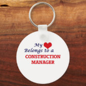 Mijn hart behoort tot een bouwmanager sleutelhanger (Voorkant)