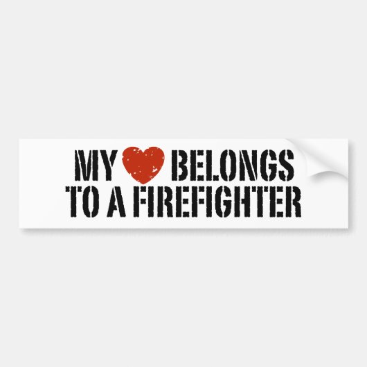 Mijn hart behoort tot een brandweerman bumpersticker (Voorkant)