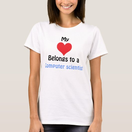 Mijn hart behoort tot een computerwetenschapper t-shirt (Voorkant)