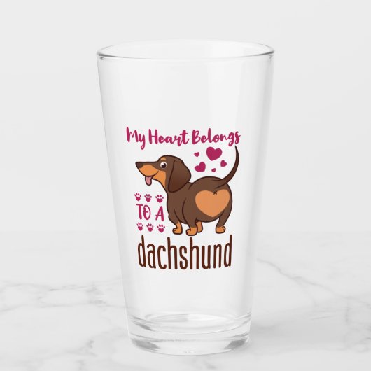 Mijn hart behoort tot een Dachshund Glas (Voorkant)
