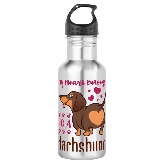 Mijn hart behoort tot een Dachshund Waterfles (Voorkant)