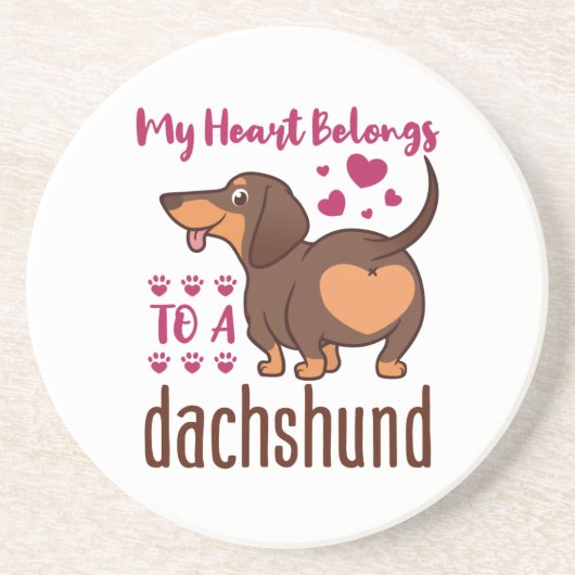 Mijn hart behoort tot een Dachshund Zandsteen Onderzetter (Voorkant)