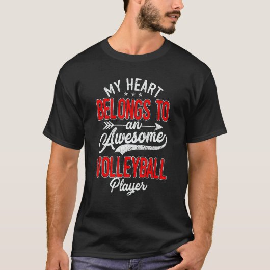 Mijn hart behoort tot een Geweldige volleybalspele T-shirt (Voorkant)