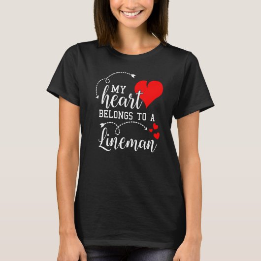 Mijn hart behoort tot een Lineman Funny Lineman T-shirt (Voorkant)