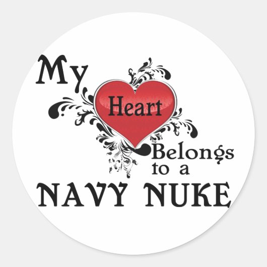 Mijn hart behoort tot een Navy Nuke Ronde Sticker (Voorkant)