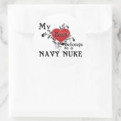 Mijn hart behoort tot een Navy Nuke Ronde Sticker (Tas)