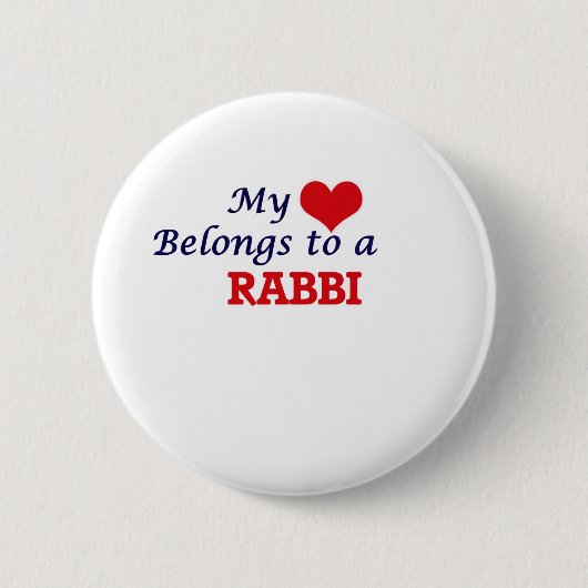 Mijn hart behoort tot een rabbijn ronde button 5,7 cm (Voorkant)