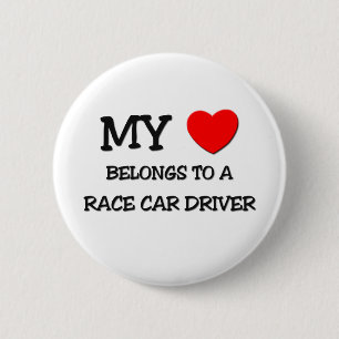 Mijn hart behoort tot een RACE CAR-BESTUURDER Ronde Button 5,7 Cm