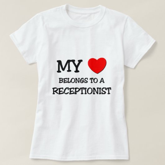 Mijn hart behoort tot een RECEPTIONIST T-shirt (Design voorkant)