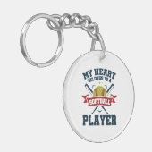 Mijn hart behoort tot een Softball Player Sleutelhanger (Voorkant Links)