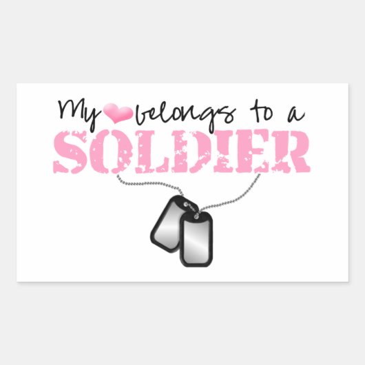 Mijn hart behoort tot een soldaat rechthoekige sticker (Voorkant)