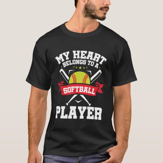 Mijn hart behoort tot een vriend van een Softball T-shirt (Voorkant)