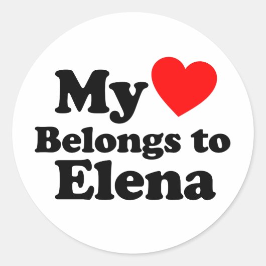 Mijn hart behoort tot Elena Ronde Sticker (Voorkant)